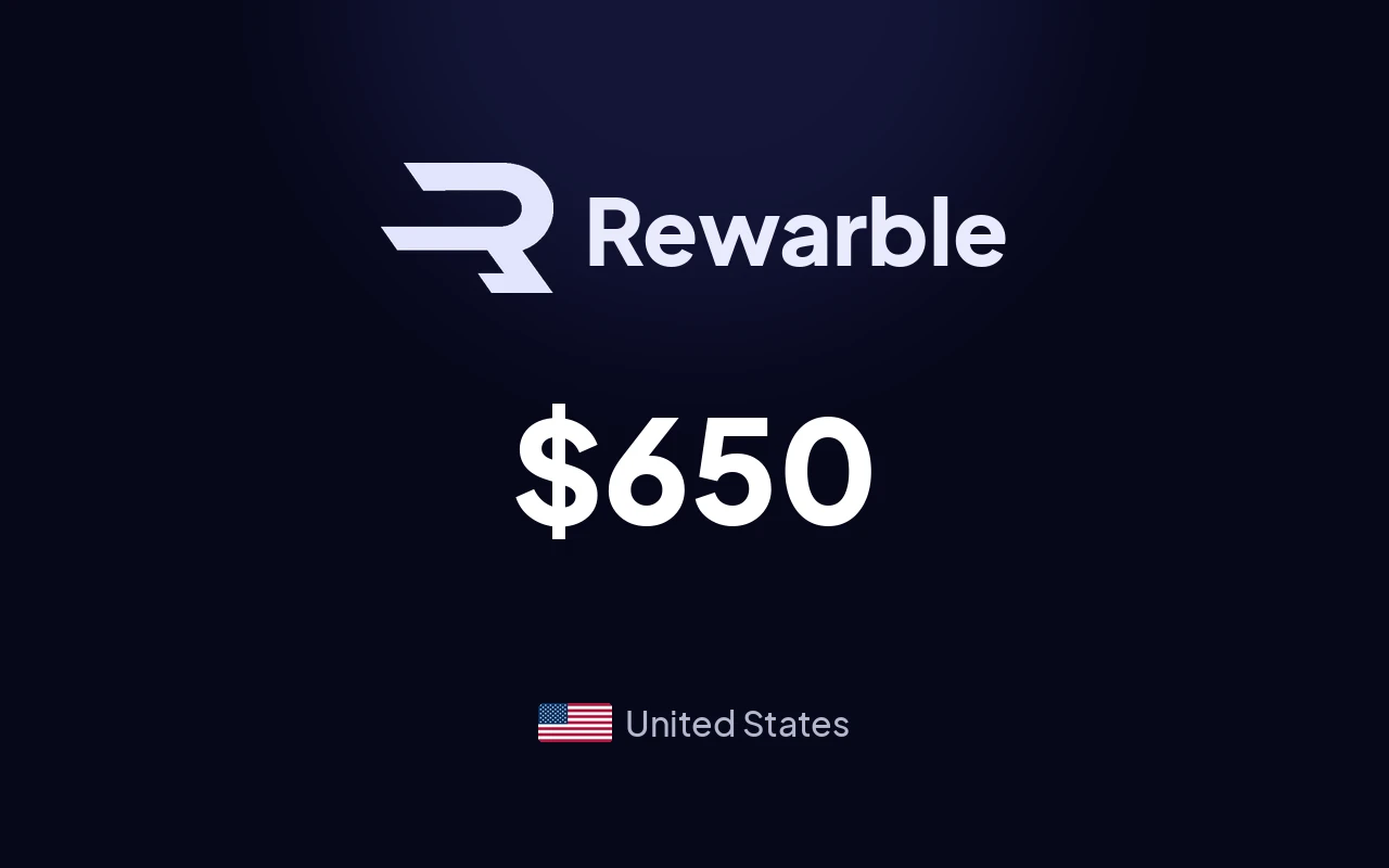 Rewarble PayPal $650 Gift Card (United States)
