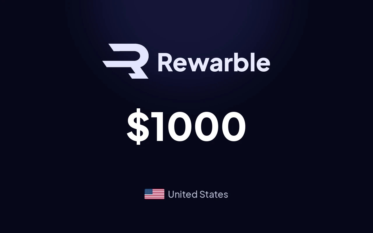 Rewarble PayPal $1000 Gift Card (United States)