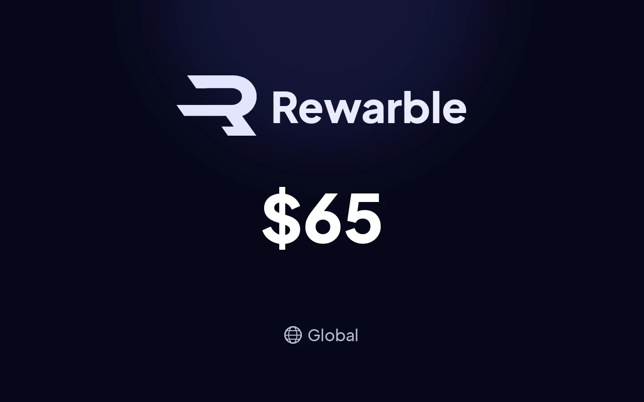 Rewarble PayPal $65 Gift Card