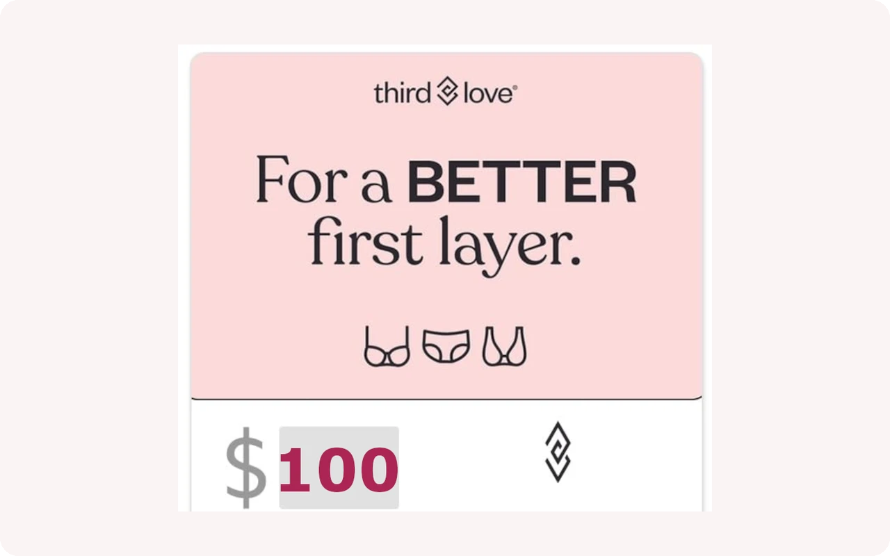 Thirdlove $100 Gift Card (United States)