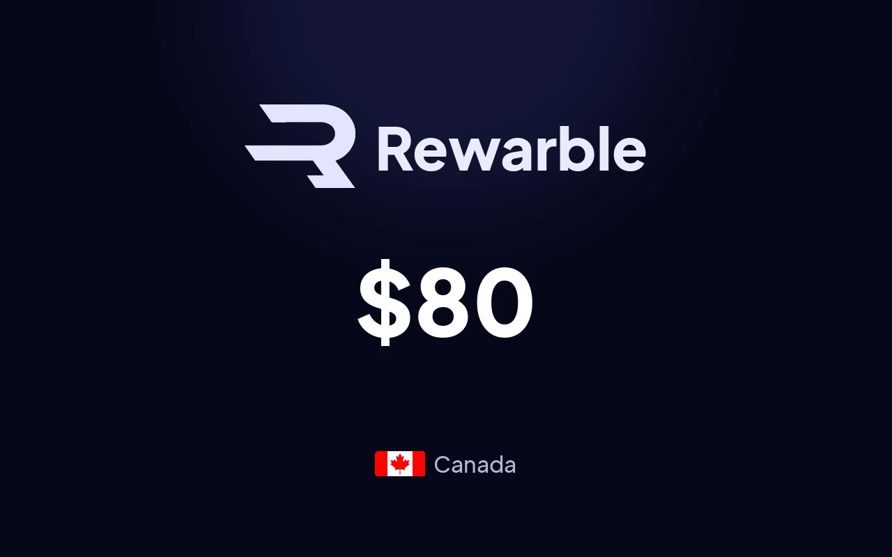 Rewarble PayPal $80 Gift Card (Canada)