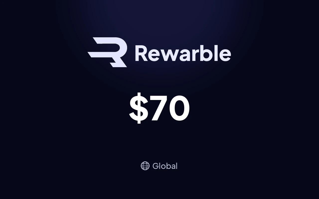 Rewarble Mastercard $70 Gift Card