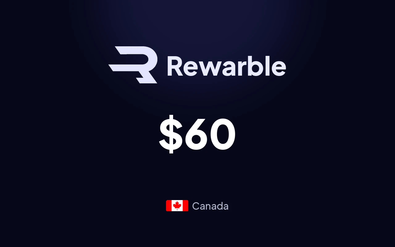 Rewarble PayPal $60 Gift Card (Canada)