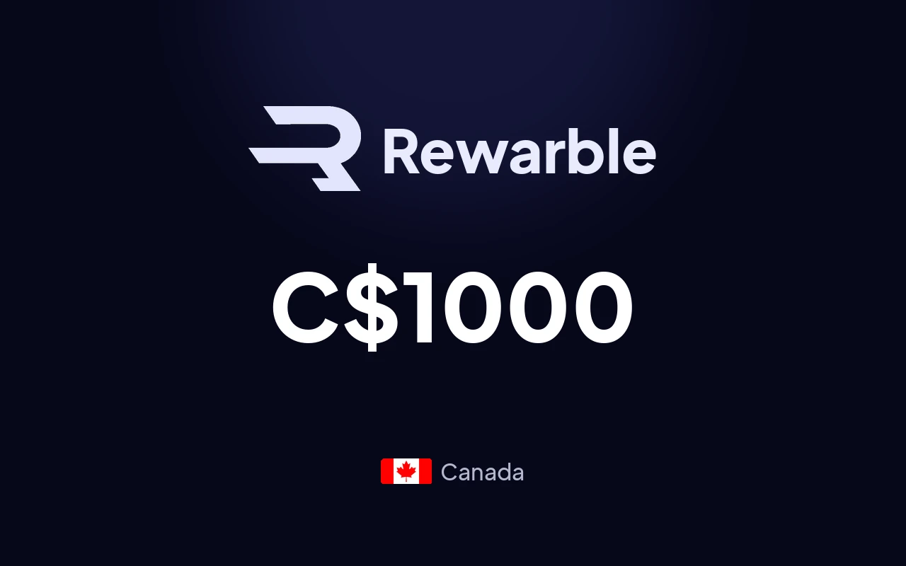 Rewarble PayPal C$1000 Gift Card (Canada)