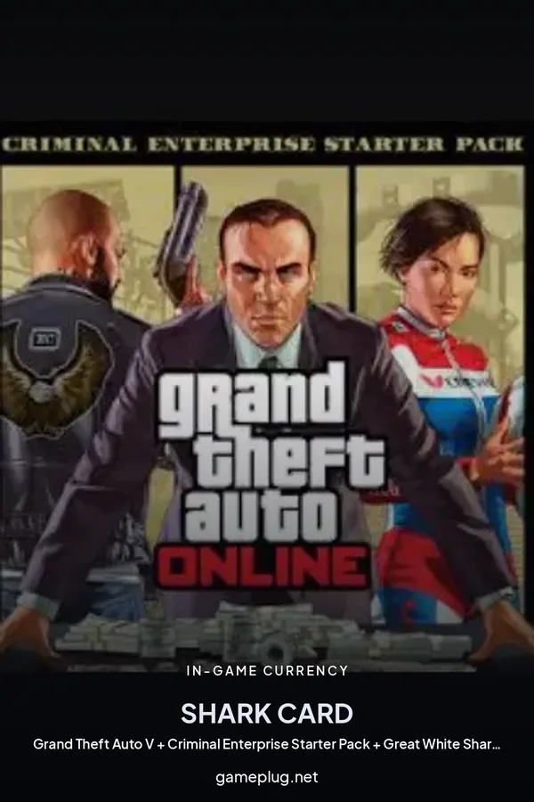 Grand Theft Auto V + Criminal Enterprise Starter Pack + Great White Shark Card Bundle PC Rockstar Digital Download