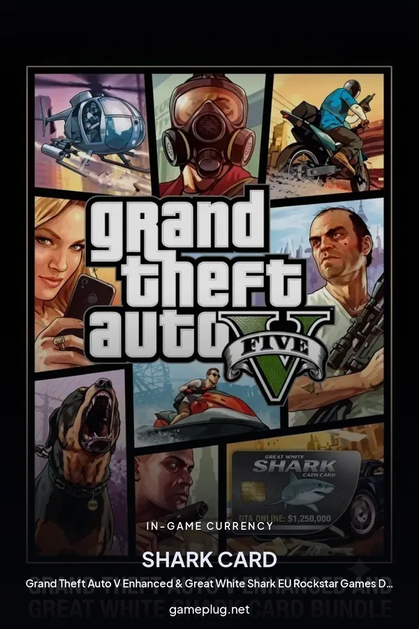 Grand Theft Auto V Enhanced & Great White Shark Card EU PC Rockstar Games Digital Download