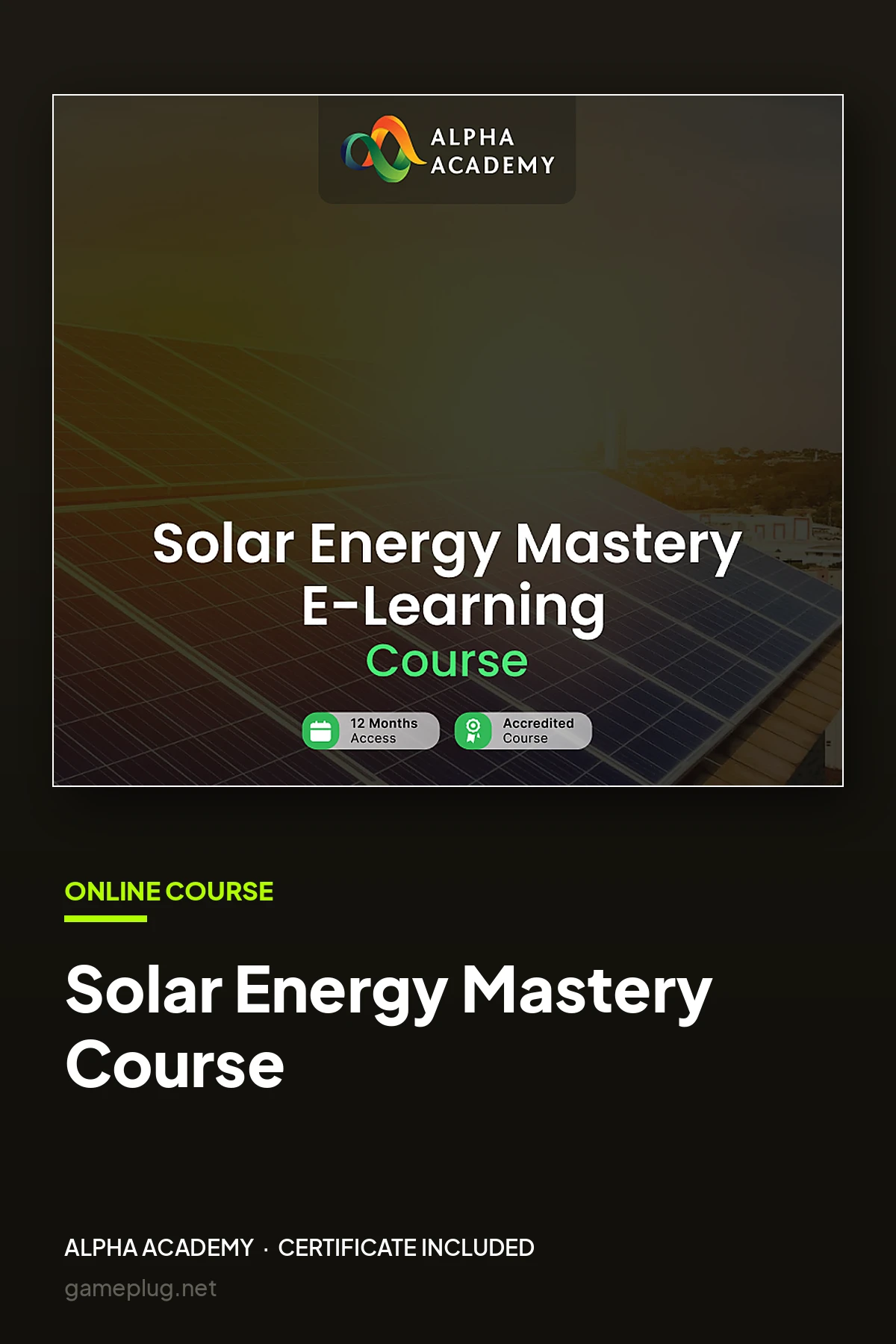 Solar Energy Mastery Course Alpha Academy Code