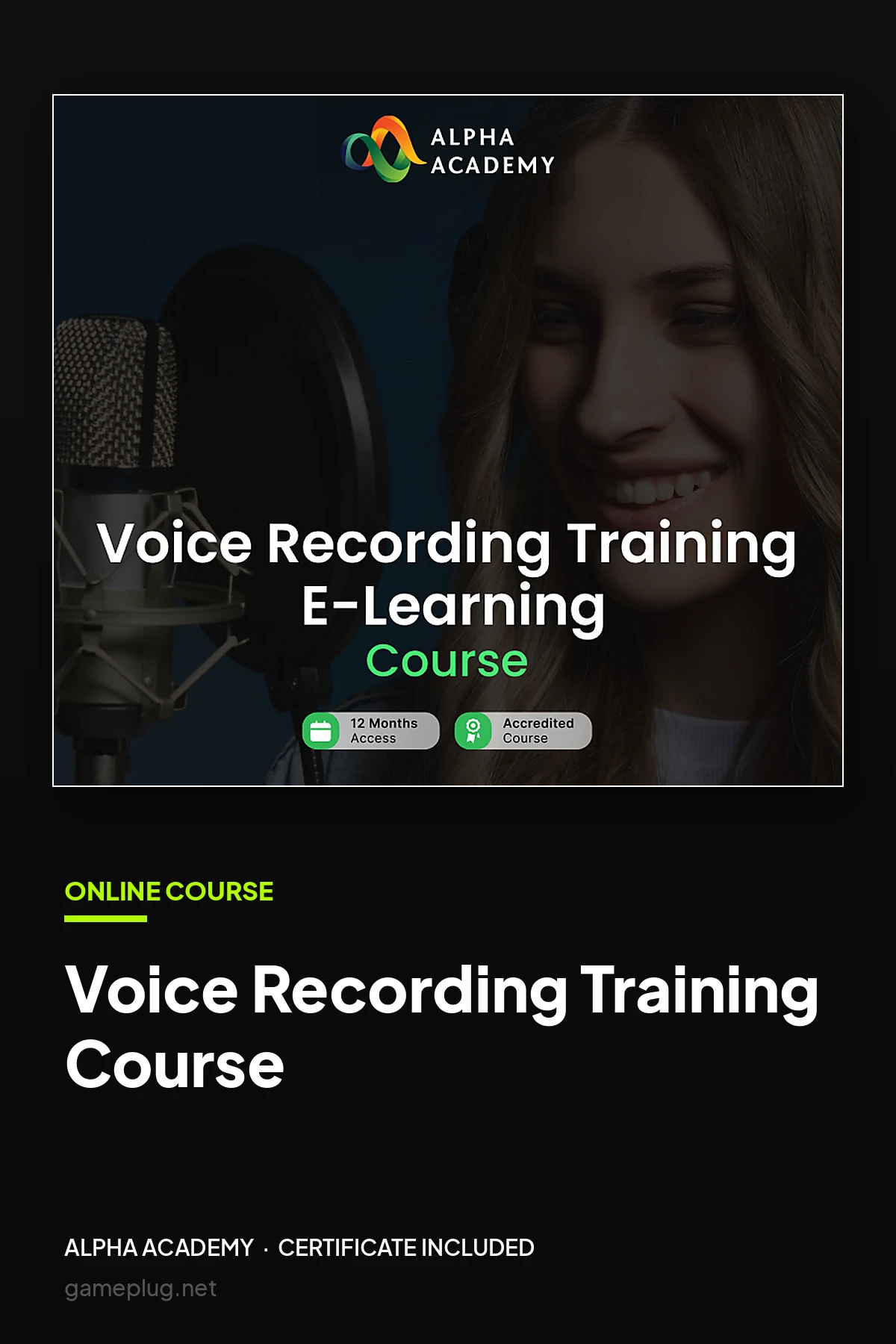 Voice Recording Training Course Alpha Academy Code